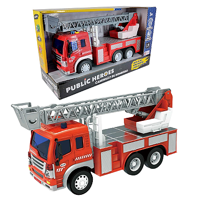 Caminhão de Bombeiros com Luz e Som e Fricção Shiny Toys