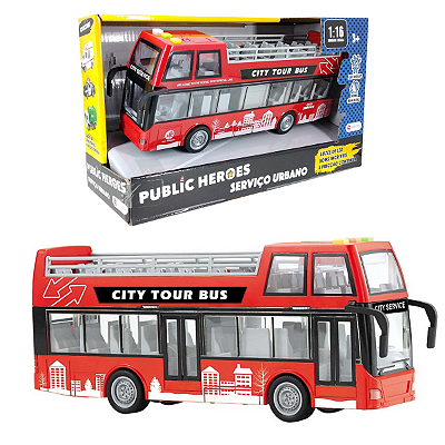 Ônibus de Turismo Dois Andares com Luz e Som Shiny Toys