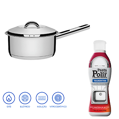 Kit Panela Solar 16cm Inox + Pasta para Polir Tramontina