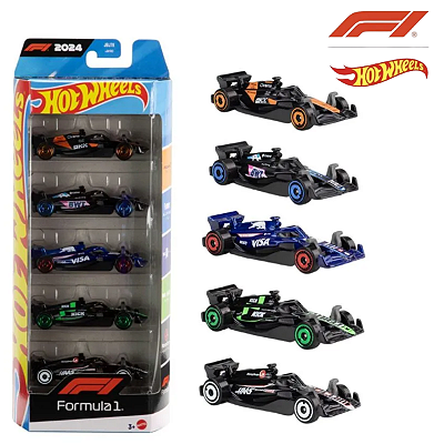 Kit 5 Carrinhos Miniaturas Hot Wheels Fórmula 1 Mattel