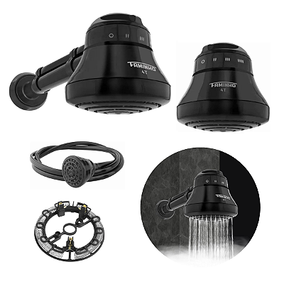 Chuveiro Elétrico Ducha Faminho 4T C/Cano Preto 220v Fame