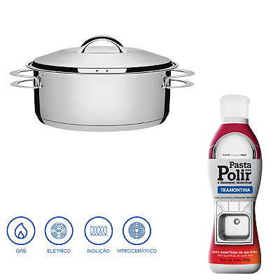 Kit Caçarola Rasa Solar 20cm + Pasta para Polir Tramontina