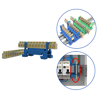 Borneira 12 Furos Com Suporte DIN Azul Enerbras