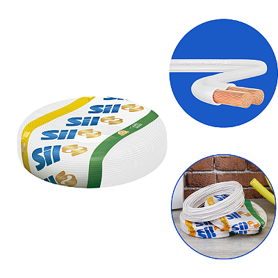 Cabo Flex Paralelo SIL 300V 2,50mm x 100m Branco