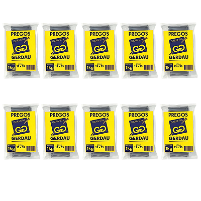 Kit com 10 Pacotes de Prego POL com Cabeça 19x39 Gerdau