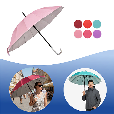 Sombrinha 16 Varetas Automatico Liso Sortido Mizpa