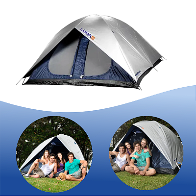 Barraca Camping Luna Para 8 Pessoas Impermeável Azul - Mor