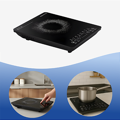 Cooktop Indução ACKI01I-01 Preto 1 Boca 1200W Agratto 127V