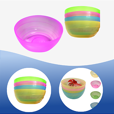 Kit 4 Potes Tigelas Bowls Plástico Coloridos 370ml Colorido