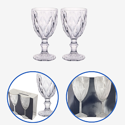 02 Unidades Taças De Vidro 330ml Diamond Transparente - 2un