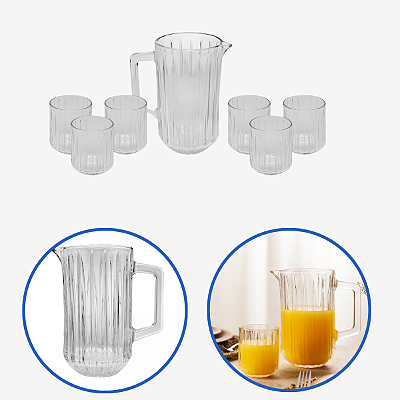 Conjunto 7 Peças Jarra Com 6 Copos Cristal Bangkok Wolff