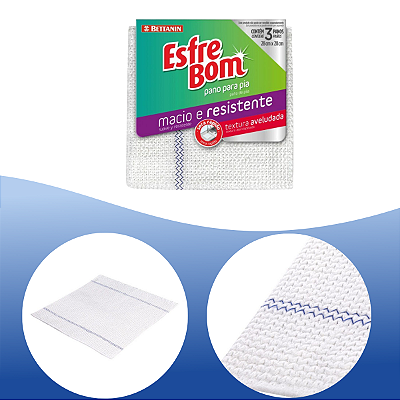 Kit 3 Panos De Algodão Para Pia EsfreBom Bettanin