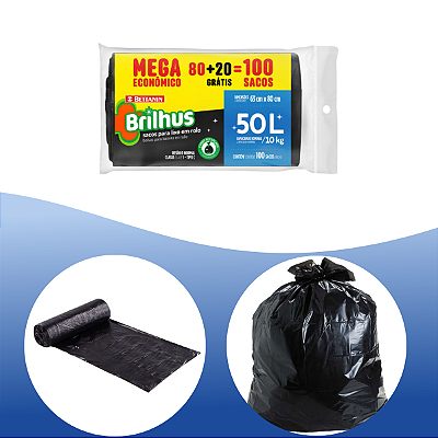 Brilhus Sacos para Lixo 50L EMBALAGEM MEGA ENCONÔMICA