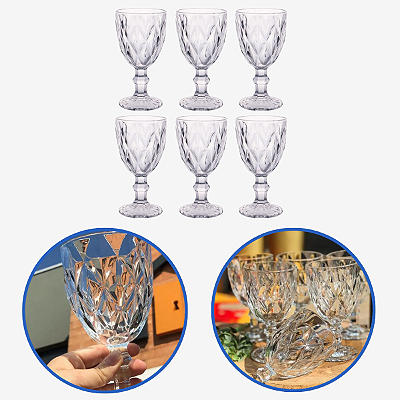 Jogo de 6 Taças de Vidro 330Ml Diamante Clear Class Home