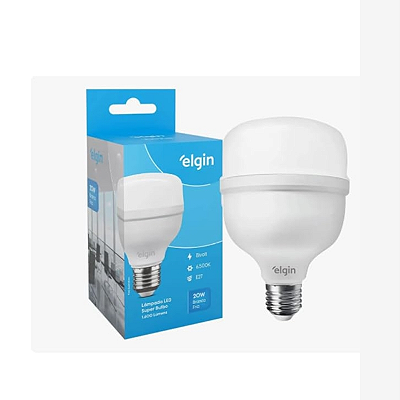 Lâmpada Led Alta Potência Super Bulbo 20w Branco Frio Elgin
