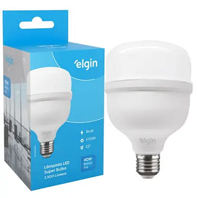 Lâmpada Led Alta Potência Super Bulbo 40w Branco Frio Elgin