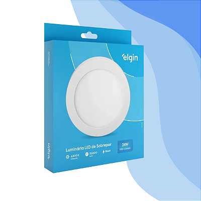 Painel Led 24w Redondo De Sobrepor 6500k Branco Frio Elgin