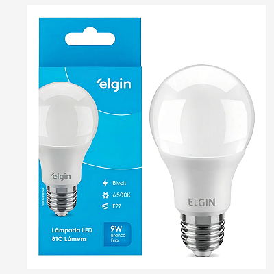 Lâmpada Bulbo Led 9w Elgin 6500k Branco Frio Bivolt