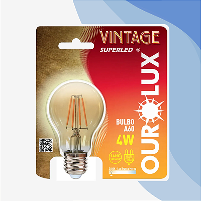 Lampada Vintage Led Bulbo A60 4w Bivolt 2400k Cx Ourolux