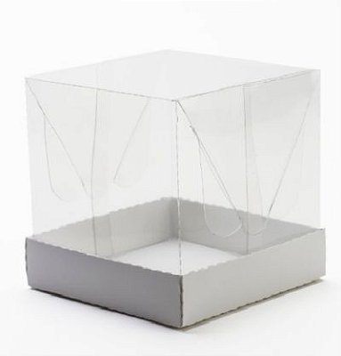 Caixa  p/ mini Panetone, bolo c/ tampa de acetato (10 x 10 x 10 cm) - 25 unidades