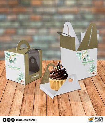 Caixa Cupcake, Mini Bolo, Mini Panetone (100 ou 150 grs) c/ Visor (Personalizado