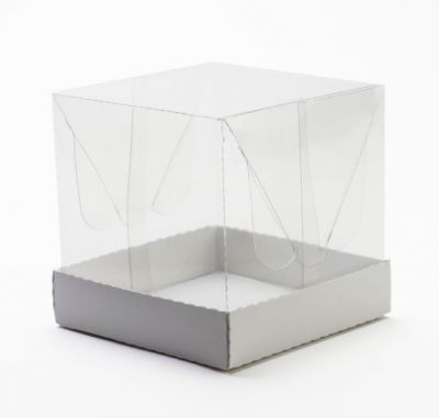 Caixa p/ mini bolo com tampa de acetato (12 x 12 x 12 cm) - 25 unidades