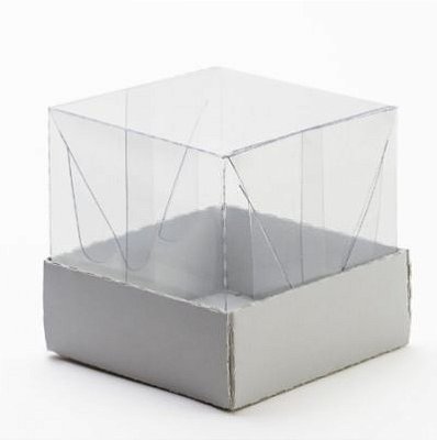 Caixa p/ mini bolo com tampa de acetato (6 x 6 x 6 cm) - 25 unidades