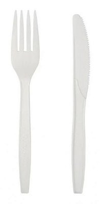 Conjunto Biodegradável Branco (garfo + faca) - 150 unidades