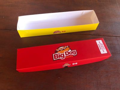 Embalagem Caixa Baguete Hot Dog (35 x 8 x 5 cm) c/ tampa Delivery Personalizada