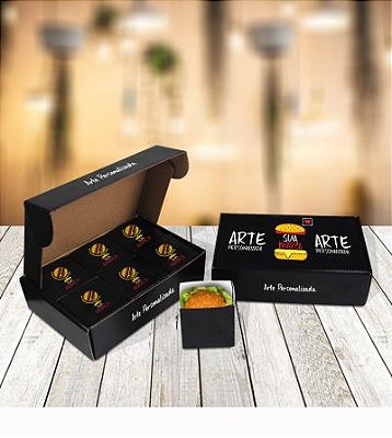 Embalagem Kit p/ 6 Mini Hamburger (22 x 15 x 6 cm) Personalizado