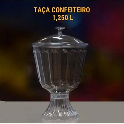 Taça Confeiteiro Acrilico Cristal 1,250 l C/ tampa - Caixa com 12 unidades