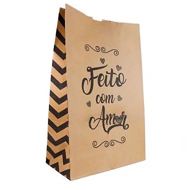 Saco Kraft Delivery N.2 (22 x 11 x 34 cm) Feito com Amor -10 unidades