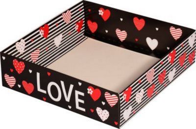 Cesta Love Corações ( 20 x 20 x 5,6 cm ) - 1 unidade