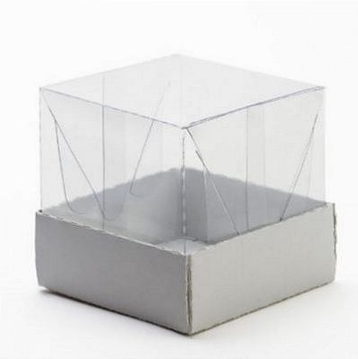 Caixa com tampa de acetato (6 x 6 x 6 cm) - 10 unidades