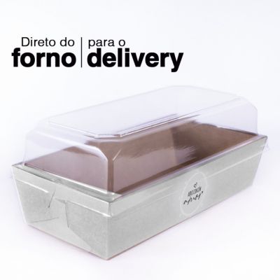 Embalagem Forneável Delivery (600 ml) Bandeja e tampa Plástico Cinza Contem Amor - 20 unidades