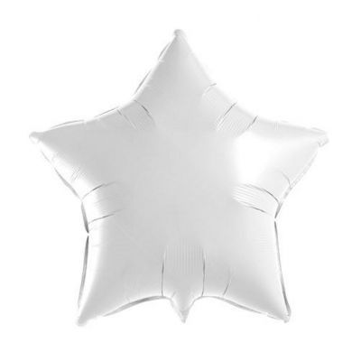 Balão Metalizado Estrela Liso Branco 24 '' / 60 cm - 1 Unidade