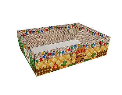 Cesta Retangular ( 24 x 17 x 6,5 cm) Arraiá - 1 Unidade