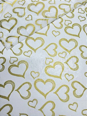Papel Seda (48 x 60 cm) Coração Dourado - Pcte 25 unidades