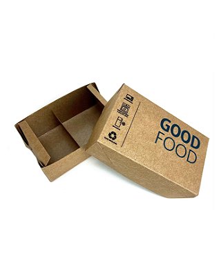 Embalagem marmita forneável Kraft c/ divisória PP 360mL Good Food - 25 unidades