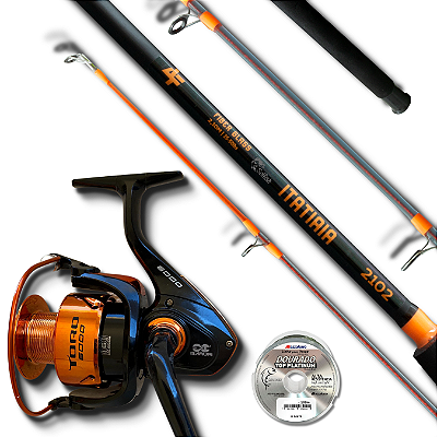 Kit Pesca Pesada Vara Itatiaia 2,10m 50lbs + Molinete Toro 6000 6r
