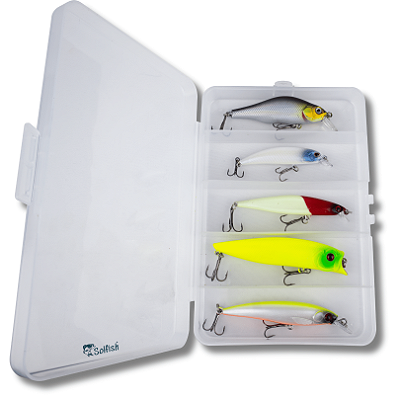 Kit 5 Iscas Artificiais Voxxi Meia Agua + Estojo