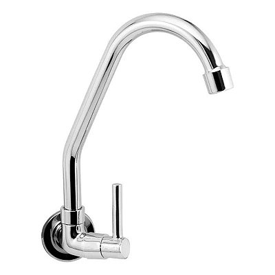 Torneira Cozinha Parede Metal Bica Móvel Alavanca C61 1/4 Volta