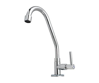 Torneira de Cozinha em Metal com Bica Móvel para Bancada/Mesa Acionamento 1/4 Volta