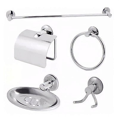 Kit Acessório Para Banheiro 05 Peças Aço Inox Stander