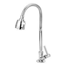 Torneira Gourmet Bica Móvel Mesa/Bancada Metal Cromado C61 1/4 Volta 2 Jatos