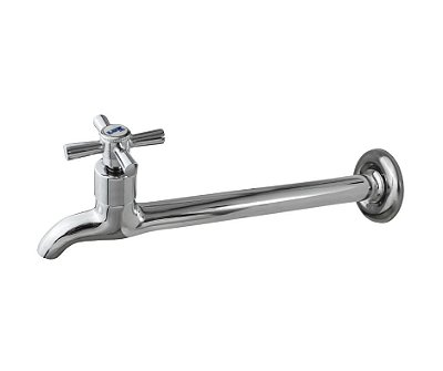 Torneira Cozinha Pia Parede Metal Cromado Reta Longa 18 Cm Para Áreas de Serviço e Lazer