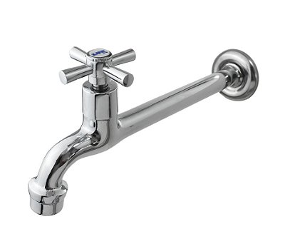 Torneira de Parede Pia para Cozinha Metal Cromado com Arejador 18 cm 1/4 Volta - Área de Lazer / Área Serviço / Gourmet