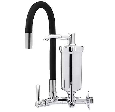 Torneira Gourmet Flexível Cozinha Parede Com Filtro Preta 1/4 Volta