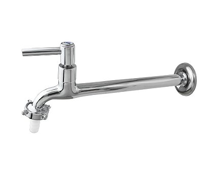 Torneira Para Cozinha/Tanque Parede em Metal Cromado com Alavanca 1/4 Volta e Bico  18 CM