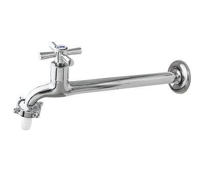 Torneira de Parede para Cozinha e Tanque em Metal Cromado Longa 18 cm e Mecanismo 1/4 de Volta